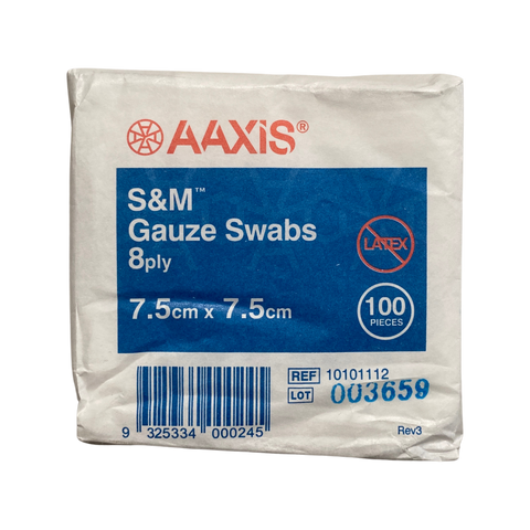 Front view of gauze swab packaging