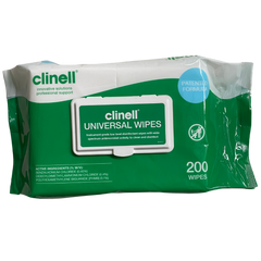 Front of packet of 200 Universal Wipes