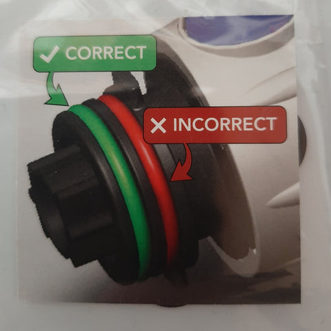 Photo showing correct and incorrect o-ring use