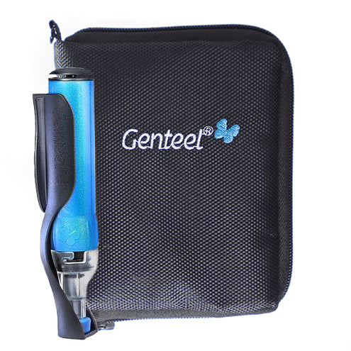 The Butterfly Blue Genteel Plus Lancing Device with included Travel Organiser Pouch