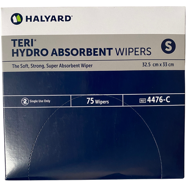Top of box of Teri Hydro Absorbent Wipers