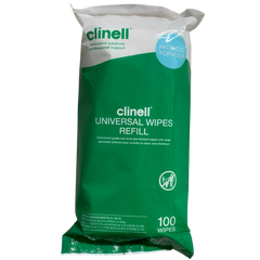 Front of packet of 100 Universal Refill Wipes